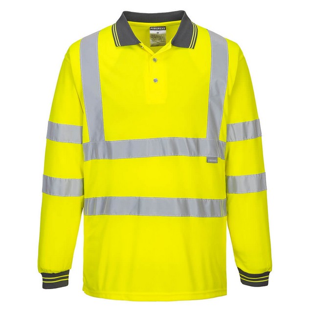 Portwest S277 Hi-Vis Polo Shirt  Long Sleeve Yellow