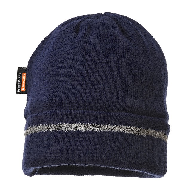 Portwest B023 Knitted Hat Reflective Trim Navy