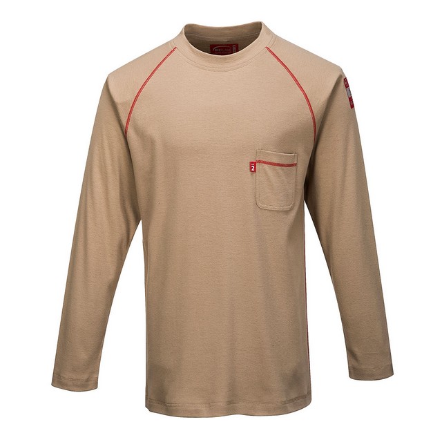 Portwest FR01 Bizflame Crew Neck T-Shirt Khaki