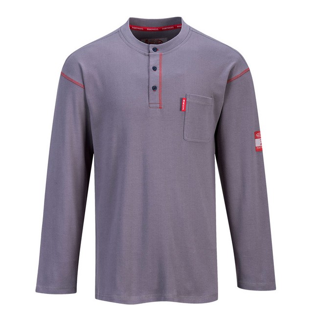 Portwest FR02 Bizflame Henley Neck T-Shirt Gray