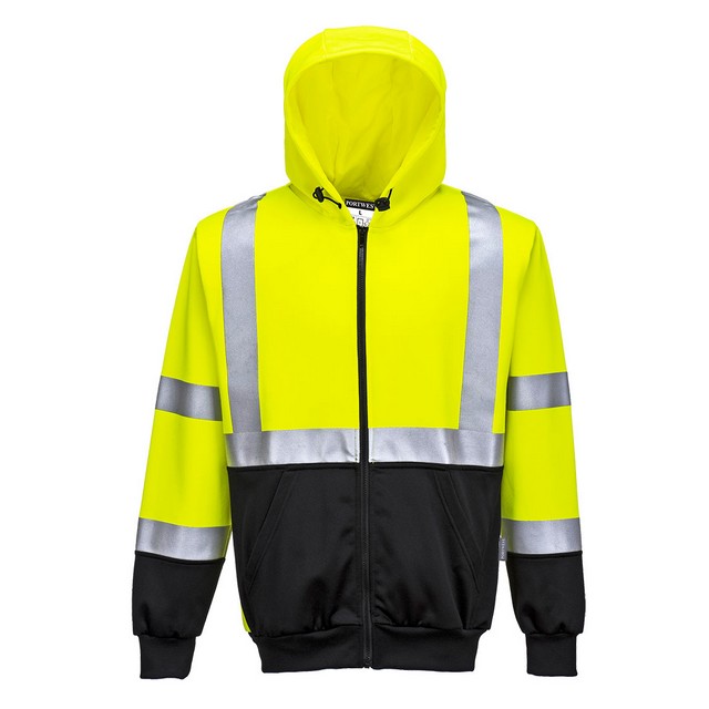 Portwest UB315 Hi-Vis 2-Tone Zipped Hoodie Yellow/Black