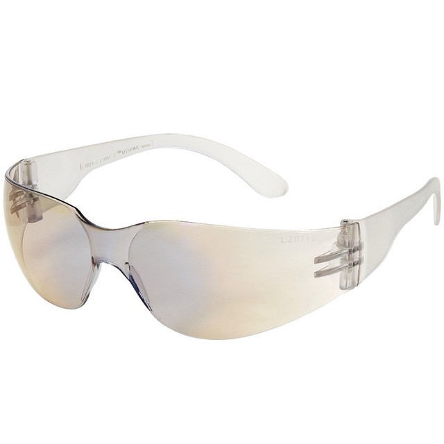 Liberty Glove 1715BM/C Fuse Blue Mirror on Clear Frame Rimless Safety Glasses with Anti-scratch Coating