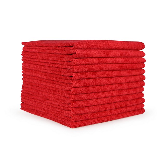 Monarch Brands M915101R Microfiber Cleaning Cloths 16x16 Red