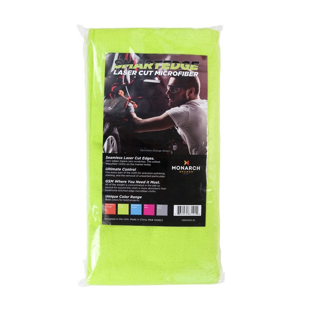 Monarch Brands M915101G-EL SmartEdge Seamless Microfiber Microfiber Detailing Cloths 16x16 Green