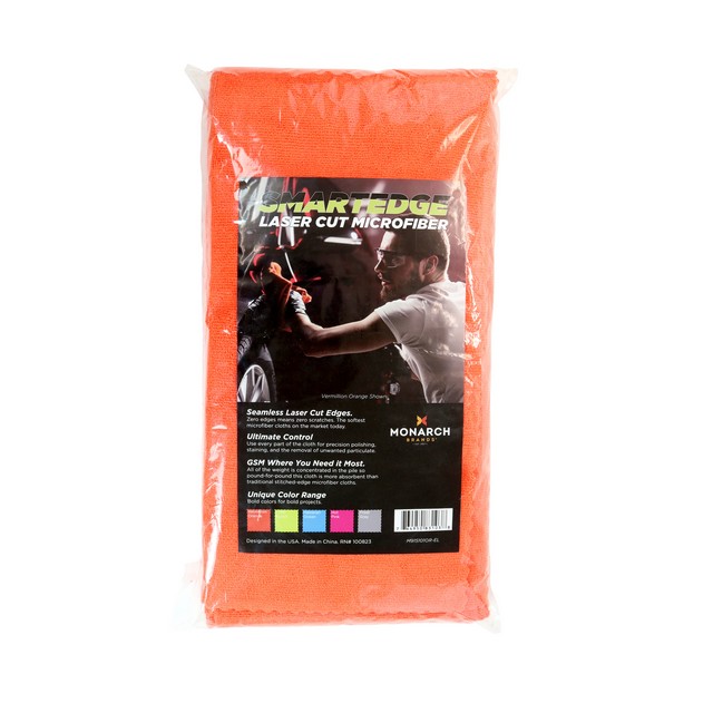 Monarch Brands M915101OR-EL SmartEdge Seamless Microfiber Microfiber Detailing Cloths 16x16 Orange