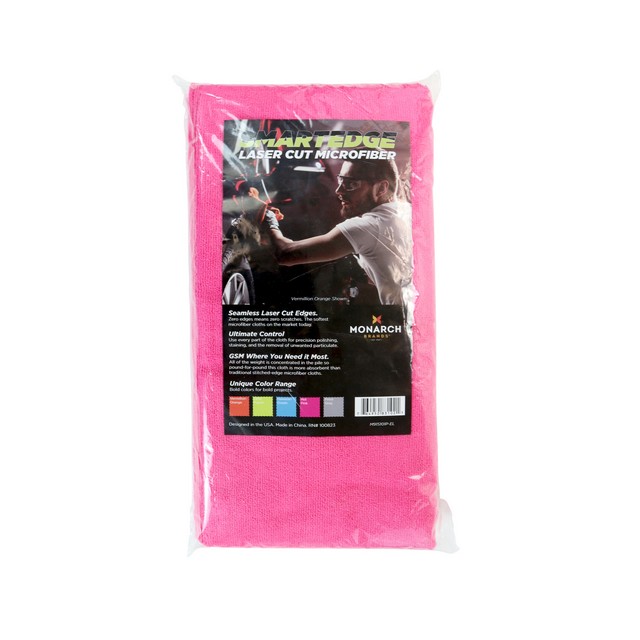 Monarch Brands M915101P-EL SmartEdge Seamless Microfiber Microfiber Detailing Cloths 16x16 Pink