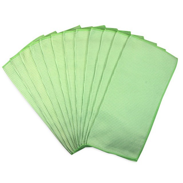 Monarch Brands M915104G Microfiber Waffle Cloths 16x16 Green