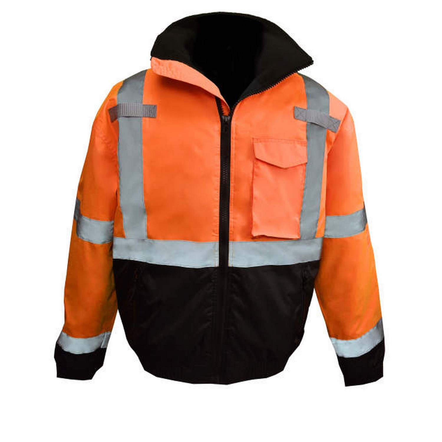 Radians SJ11QB-3ZOS Class 3 High Visibility Weatherproof Bomber Jacket with Quilted Built-in Liner Hi-Viz Orange