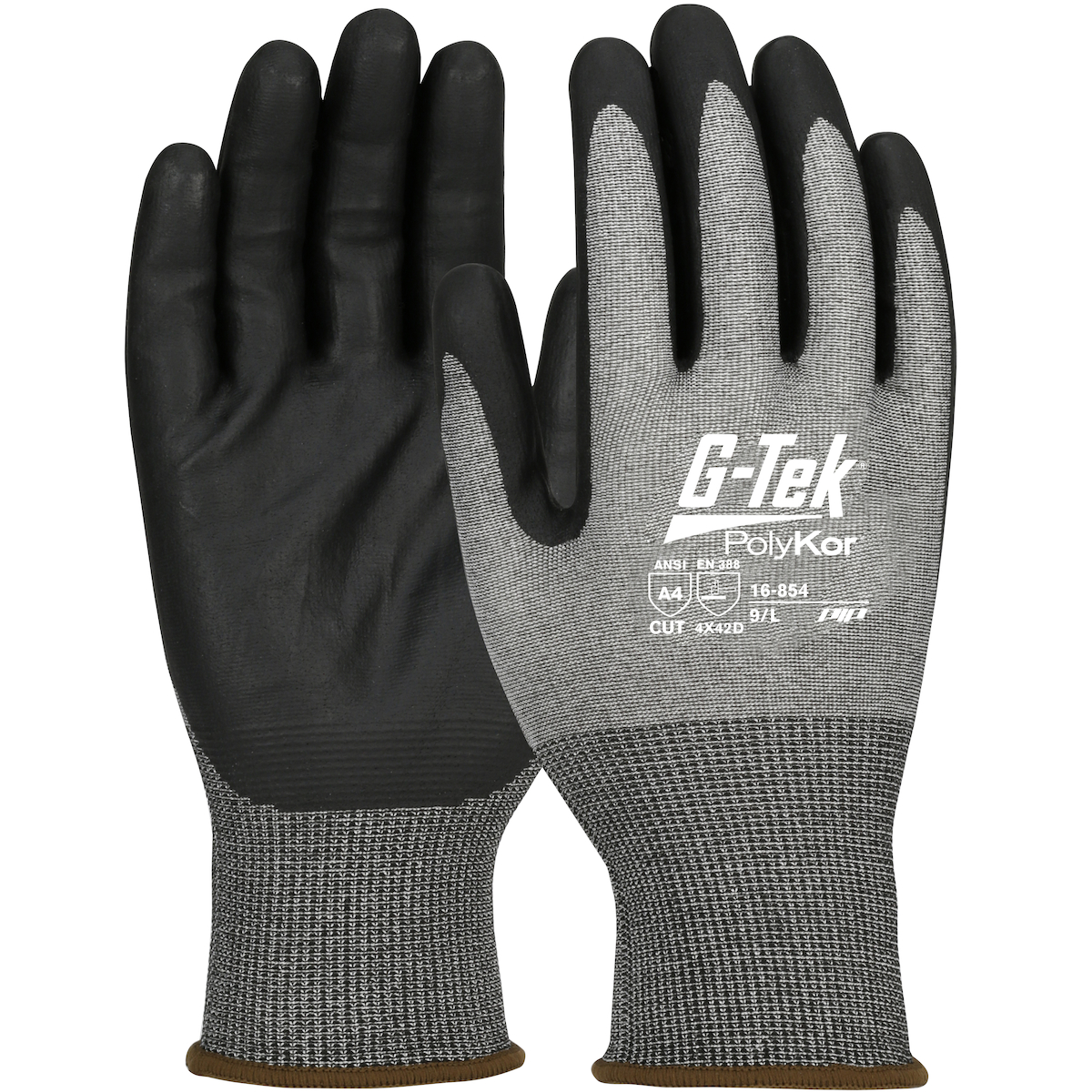 PIP 16-854 G-Tek PolyKor Seamless Knit PolyKor Blended Glove with Nitrile Coated Foam Grip on Palm & Fingers - Touchscreen Compatible
