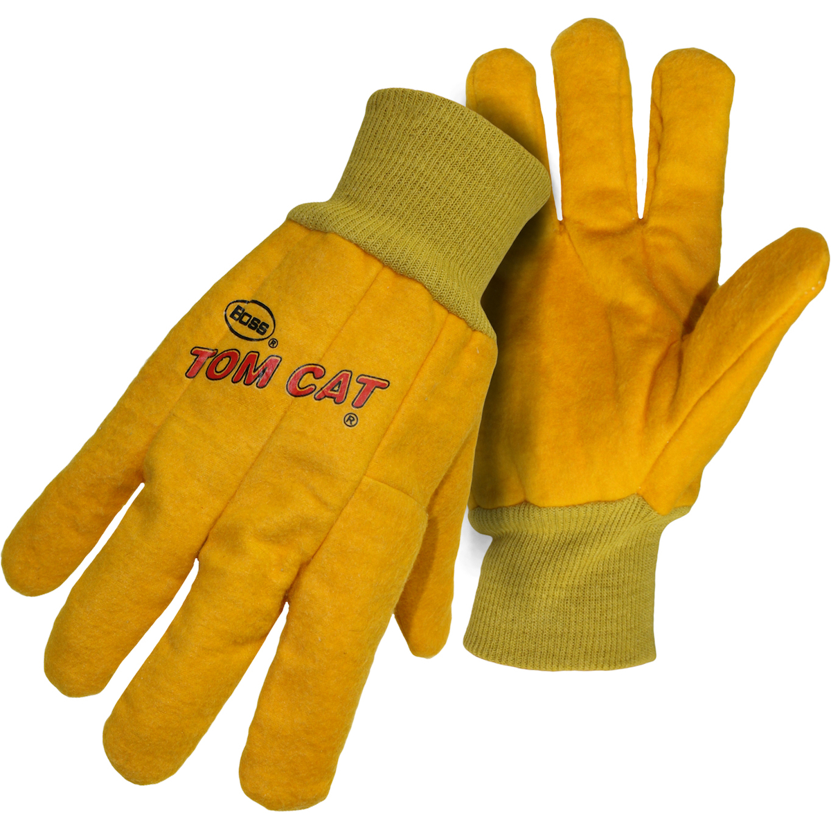 PIP 1BC0341 Tom Cat Cotton Chore Glove with Single Layer Palm/Back and Nap-out Finish - Knitwrist