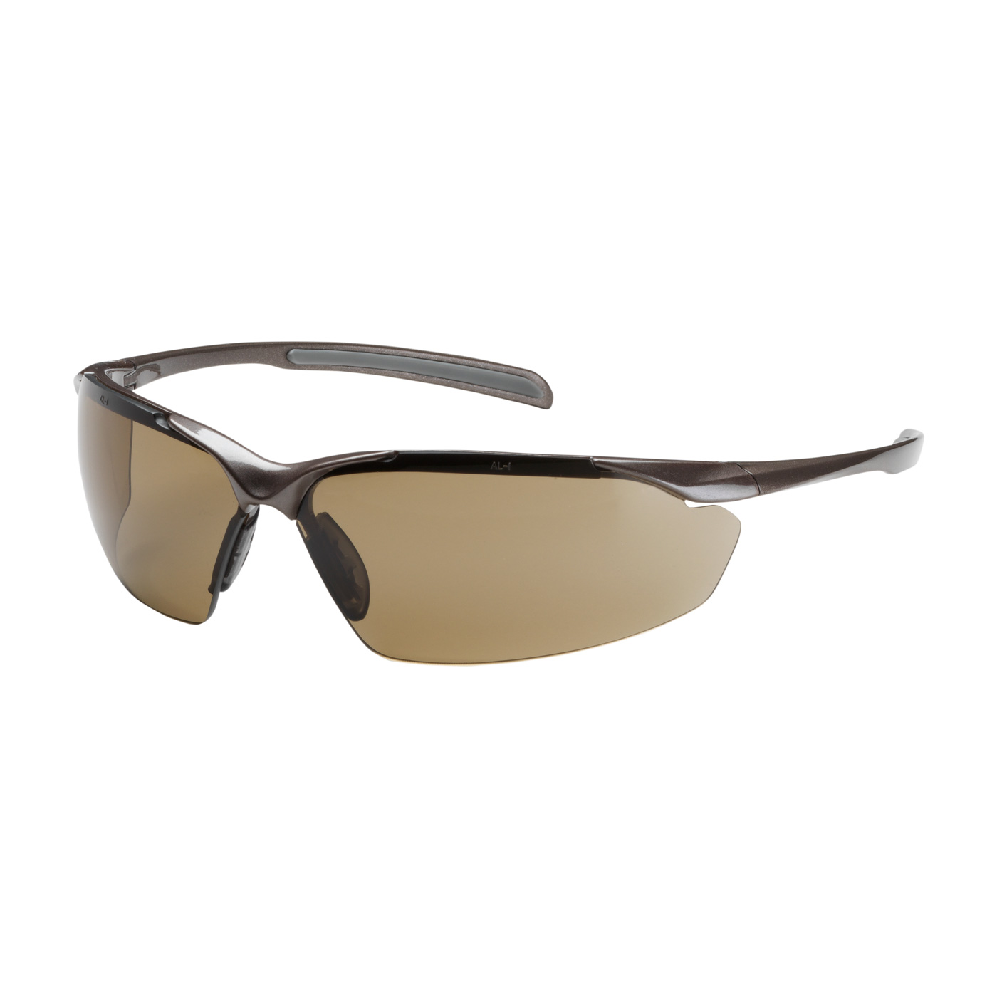 PIP 250-33-1024 Commander Semi-Rimless Safety Glasses with Gloss Bronze Frame, Brown Lens and Anti-Scratch / Anti-Fog Coating