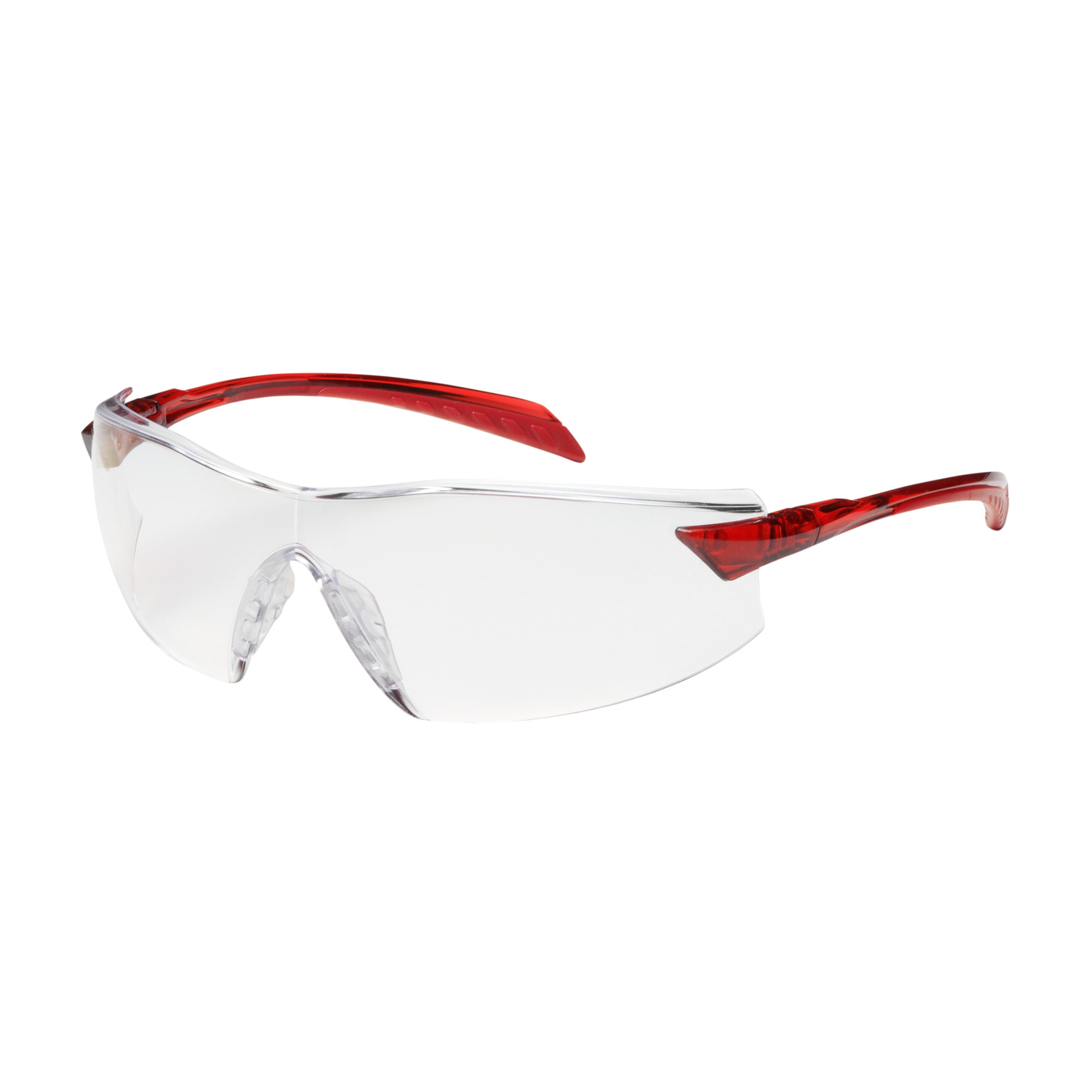 PIP 250-45-1020 Radar Rimless Safety Glasses with Red Temple, Clear Lens and Anti-Scratch / Anti-Fog Coating