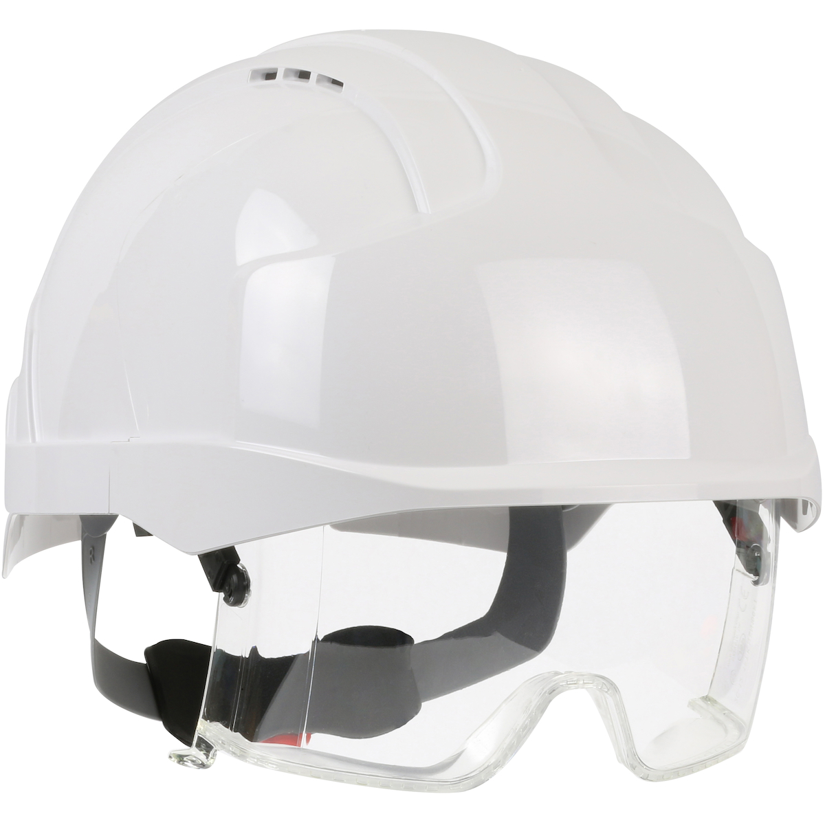 PIP 280-EVLV-01W EVO VISTAlens Type I, Vented Industrial Safety Helmet with Lightweight ABS Shell, Integrated ANSI Z87.1 Eye Protection, 6-Point Polyester Suspension and Wheel Ratchet Adjustment