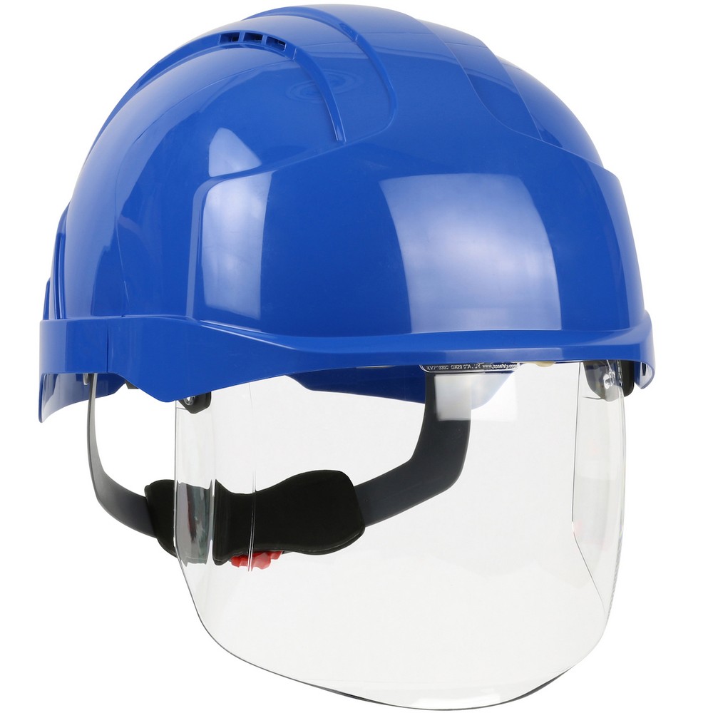 PIP 280-EVSV-50B EVO VISTAshield Type I, Vented Industrial Safety Helmet with Lightweight ABS Shell, Integrated ANSI Z87.1 Faceshield, 6-Point Polyester Suspension and Wheel Ratchet Adjustment