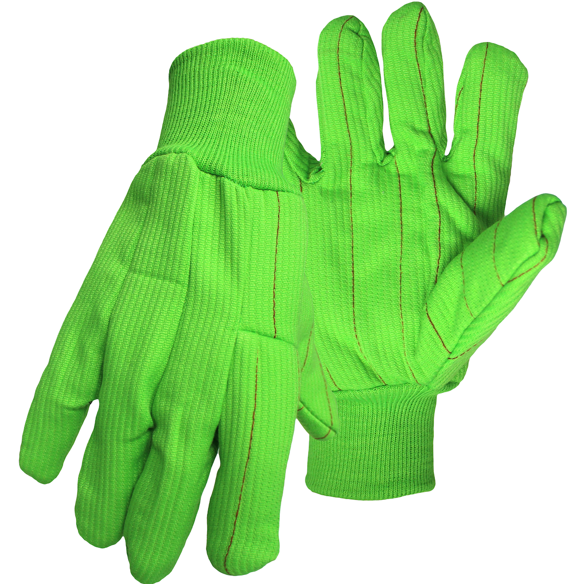 PIP 30PCN Hi-Vis Polyester/Cotton Double Palm Glove with Nap-In Finish - Knit Wrist