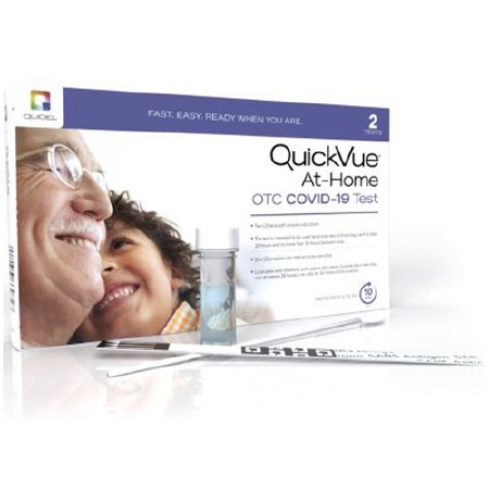 Quidel QuickVue At-Home OTC Covid-19 Antigen Nasal Swab Rapid Home Test, 2/Box