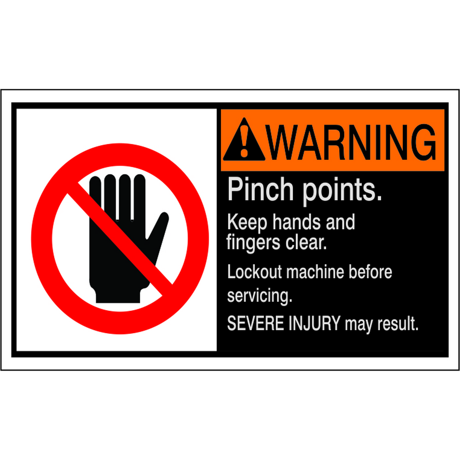 Safehouse Signs ML-192 Adhesive Vinyl Label, 2X3, ANSI Header Pinch Points. Keep Hands And Fingers Clear