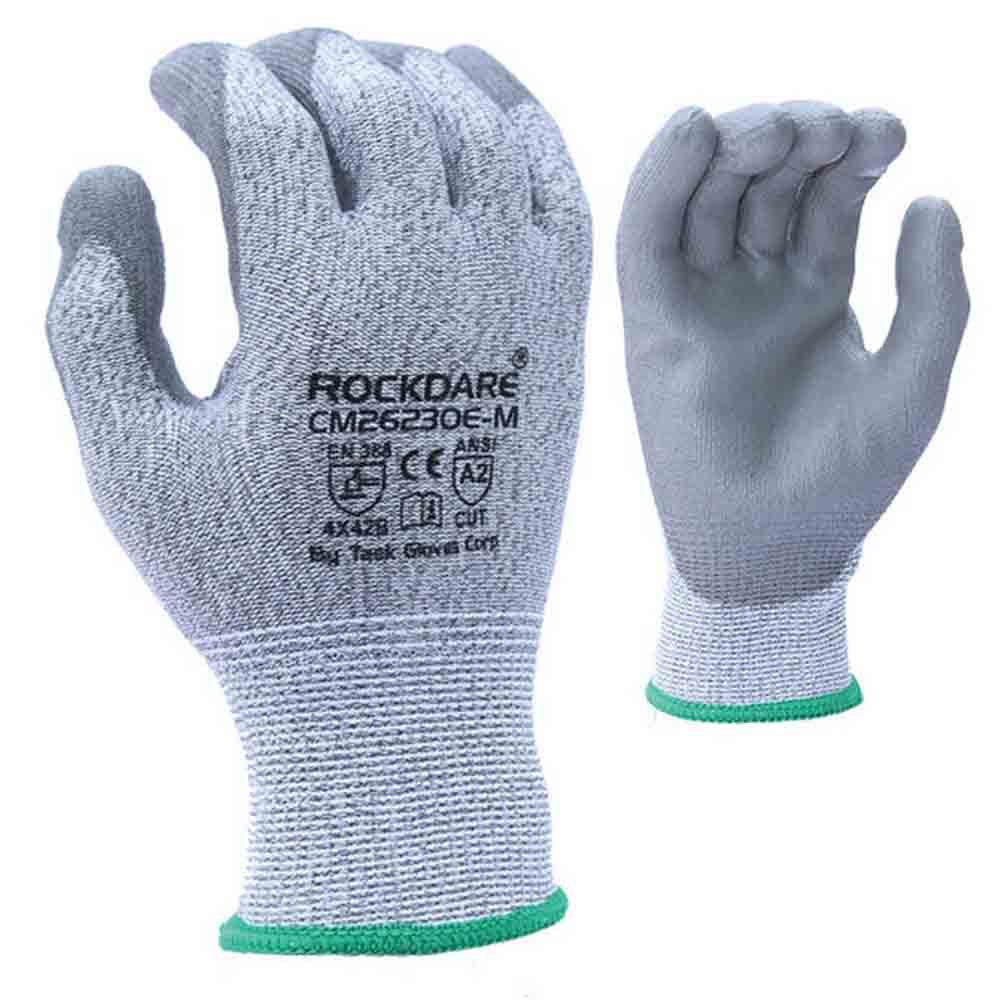 Task Gloves CM26230E CUTMAN 13 Gauge Gray HDPE Shell, Gray Polyurethane Palm Coated, ANSI A2 Cut Resistant Gloves