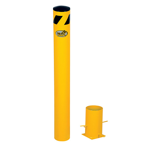 Vestil BOLR-36-5.5 Steel Removable Pipe Safety Bollard 36 In. x 5-1/2 In. Yellow
