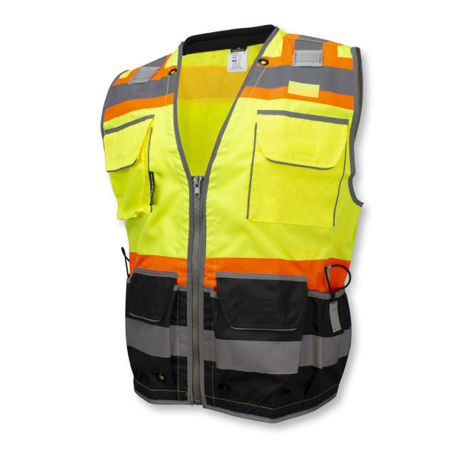 Radians SV55B-2ZGD Class Heavy Woven Two Tone Engineer Vest Hi-Viz Green