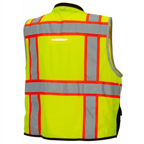 Pyramex Safety RVZT44B Hi-Vis Lime Heavy Duty Utility Safety Vest ANSI Class 2
