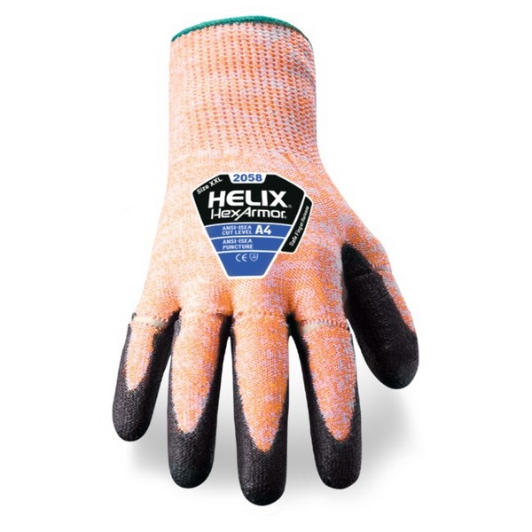 HexArmor 2058 Helix Knit, PU Coated, Cut Level A4 Finger Release Gloves