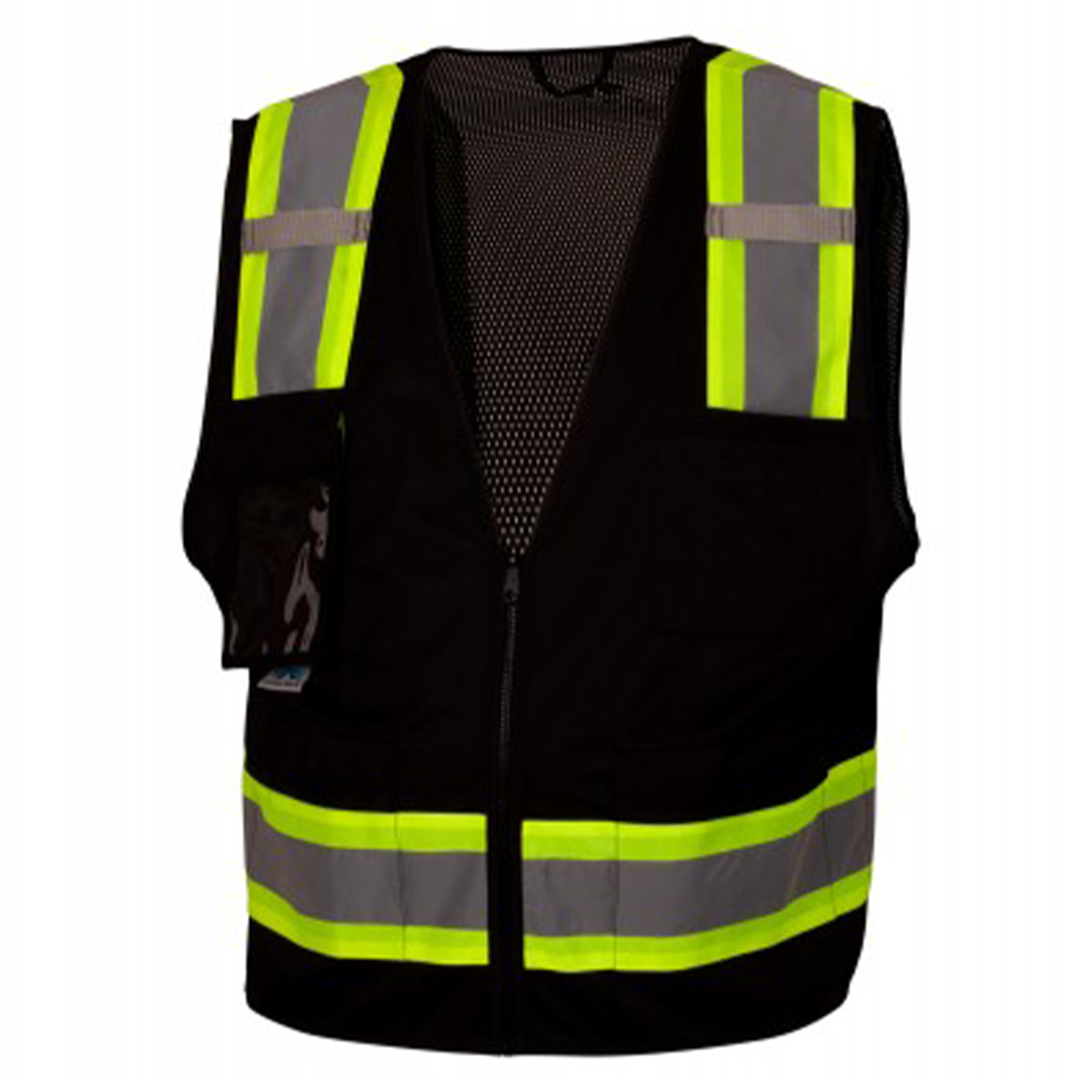Pyramex Safety RVZ2411CP ANSI Type O - Class 1 Not FR Black Reflective Safety Vest