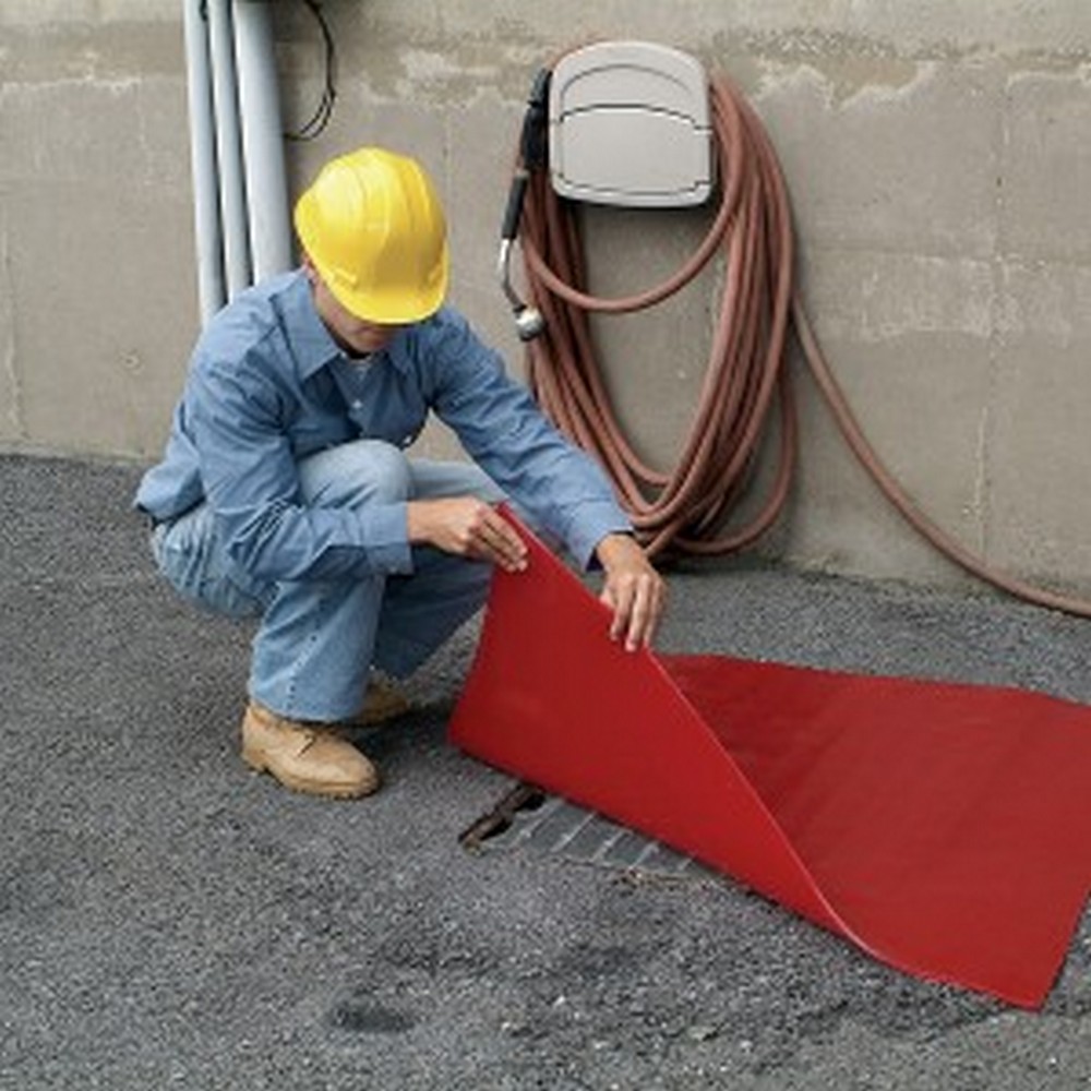 Spilltech ADC48-R Drain Cover Seals Unwanted Liquids from Drains with Flexible Drain Cover