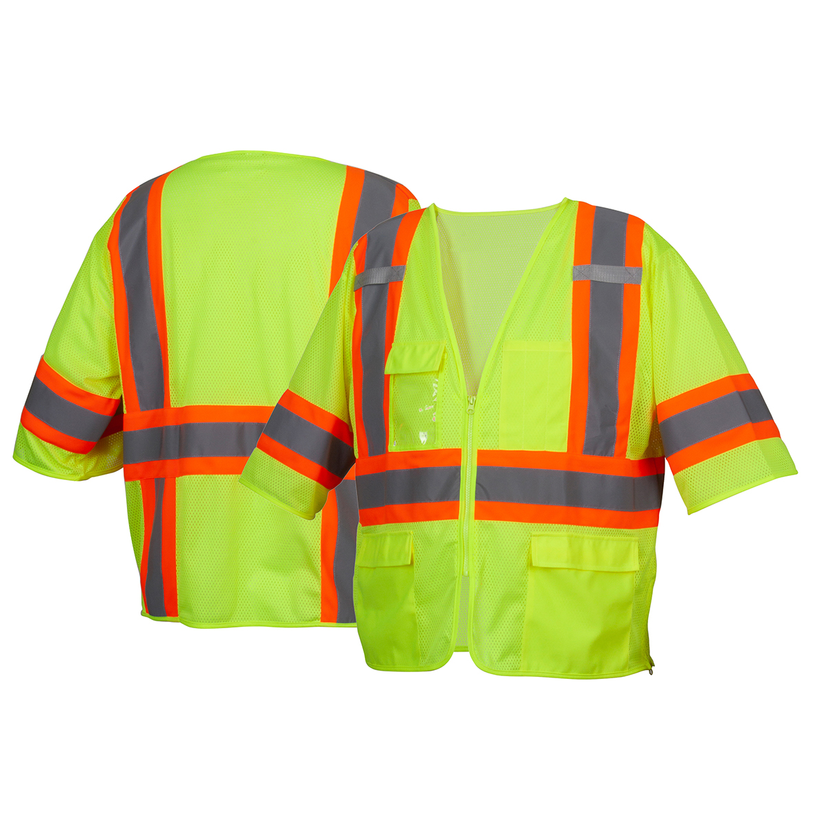 Pyramex Safety RVZ3610 Type R - Class 3 Hi-Vis Lime Safety Vest