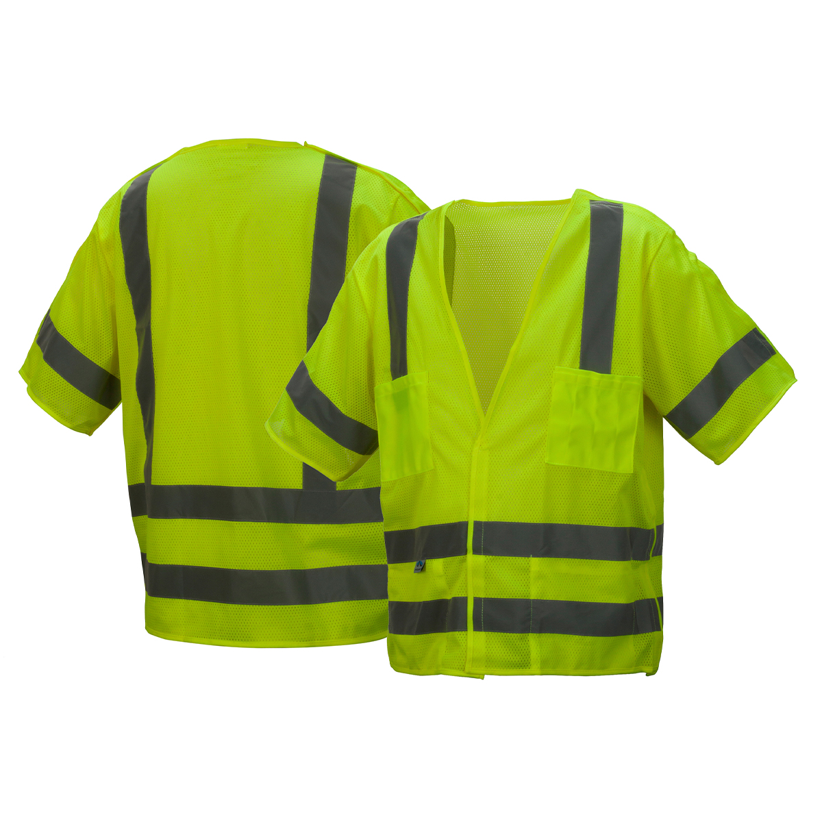 Safety Vest, Reflective, ANSI Class 2, Lime, D-Ring, Pockets, case/10