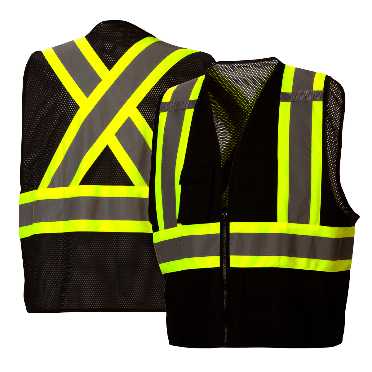 Pyramex Safety RCZ2411 Type O - Class 1 Hi Vis Black Safety Vest