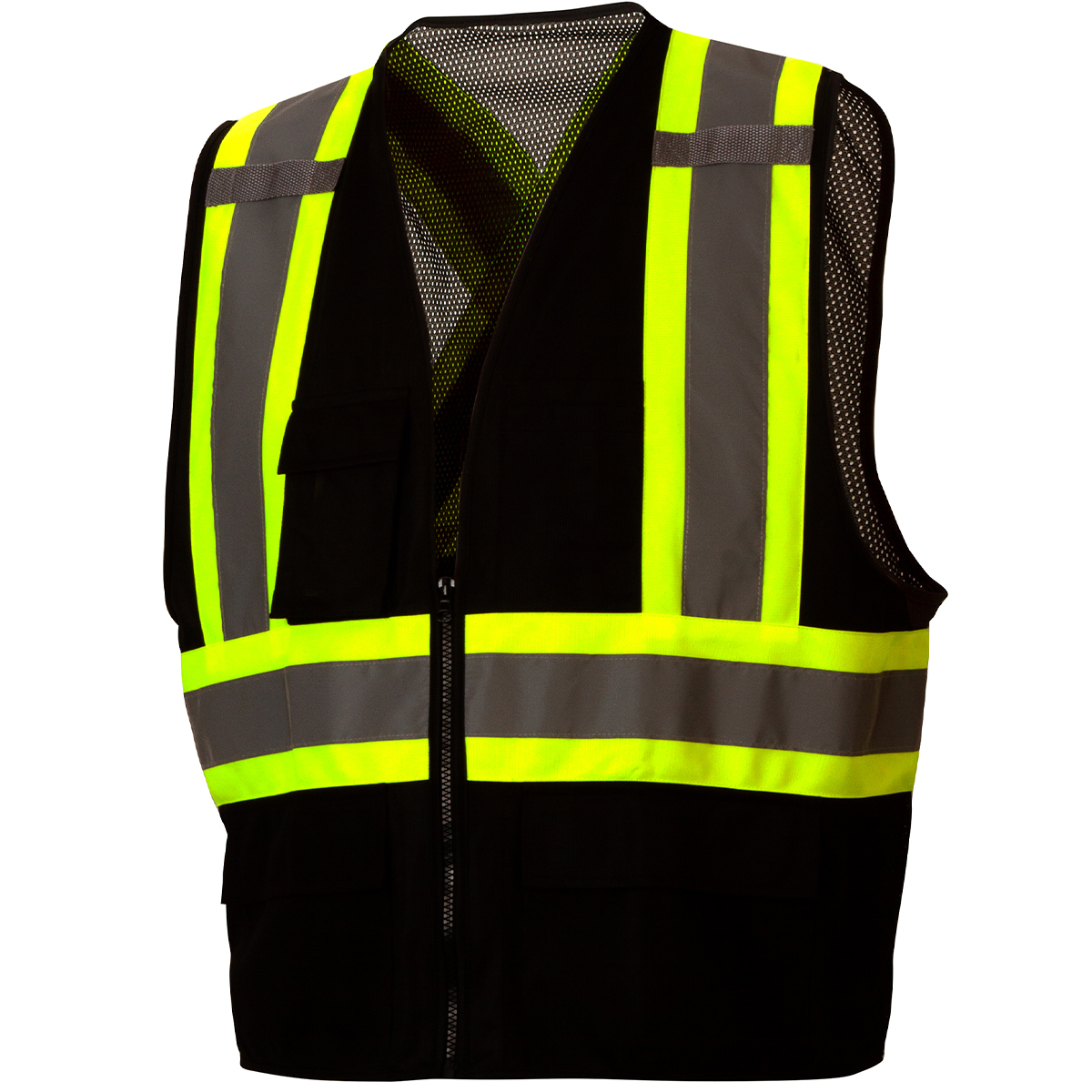 Pyramex Safety RCZ2411 Type O - Class 1 Hi Vis Black Safety Vest
