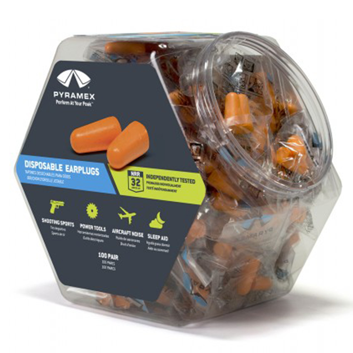 Pyramex Safety PYDP1000BN 100 Disposable Earplugs in a Retail Bin