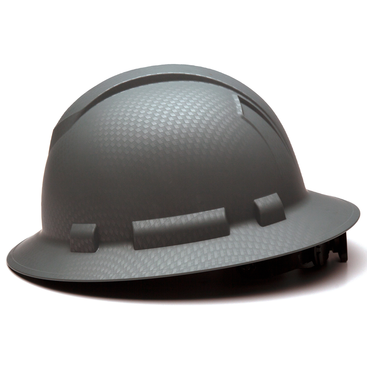 Pyramex Safety HP54123 Ridgeline Full Brim Hard Hat Silver Graphite Full Brim 4 Pt Ratchet Suspension
