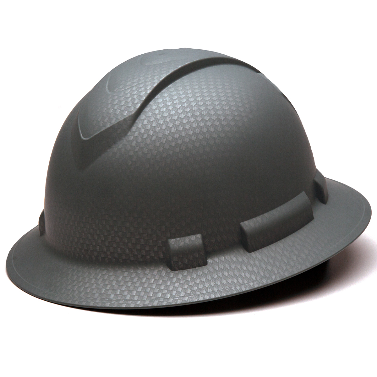 Pyramex Safety HP54123 Ridgeline Full Brim Hard Hat Silver Graphite Full Brim 4 Pt Ratchet Suspension