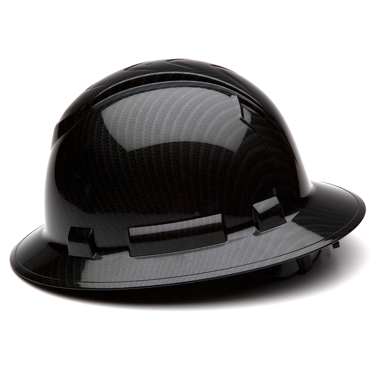 Pyramex Safety HP54117S Ridgeline Full Brim Hard Hat Shiny Black Graphite Full Brim 4 Pt Ratchet Suspension
