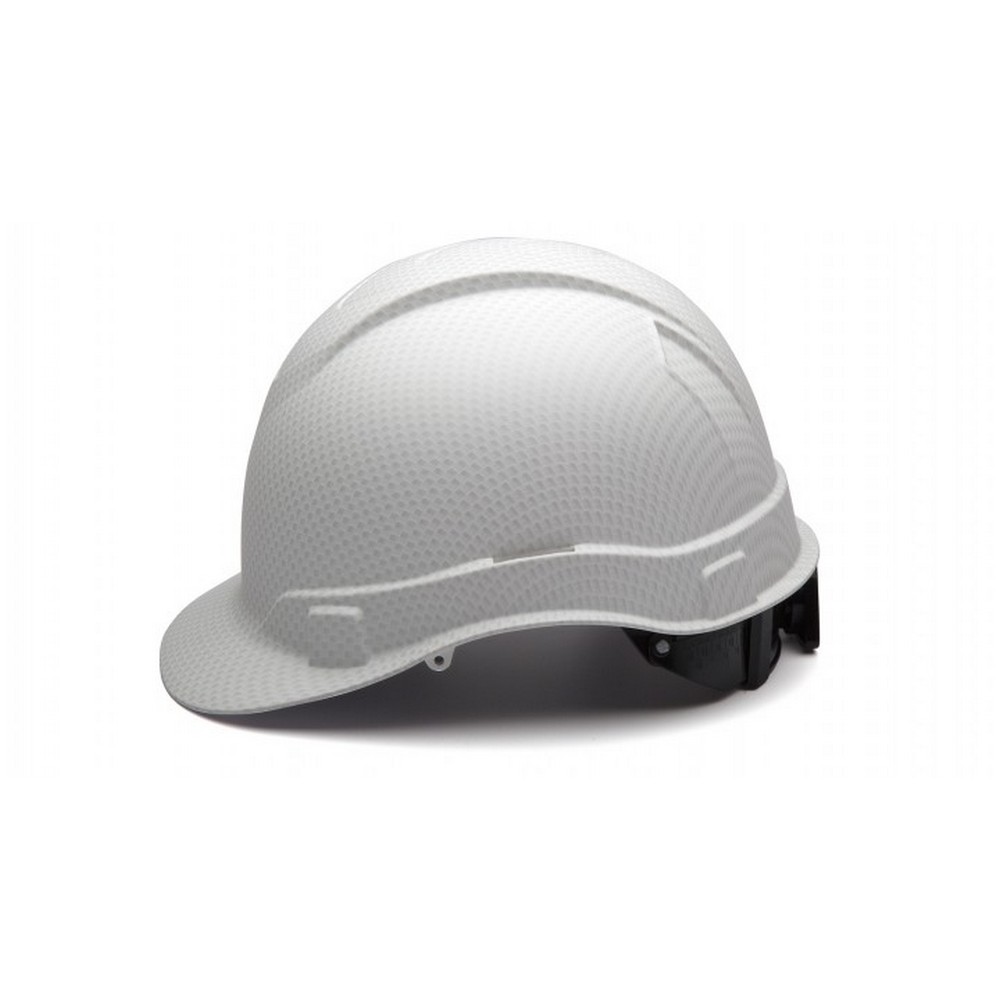 Pyramex Safety HP44116C Ridgeline Hard Hat Matte White Graphite Cap Style 4 Pt Ratchet Suspension