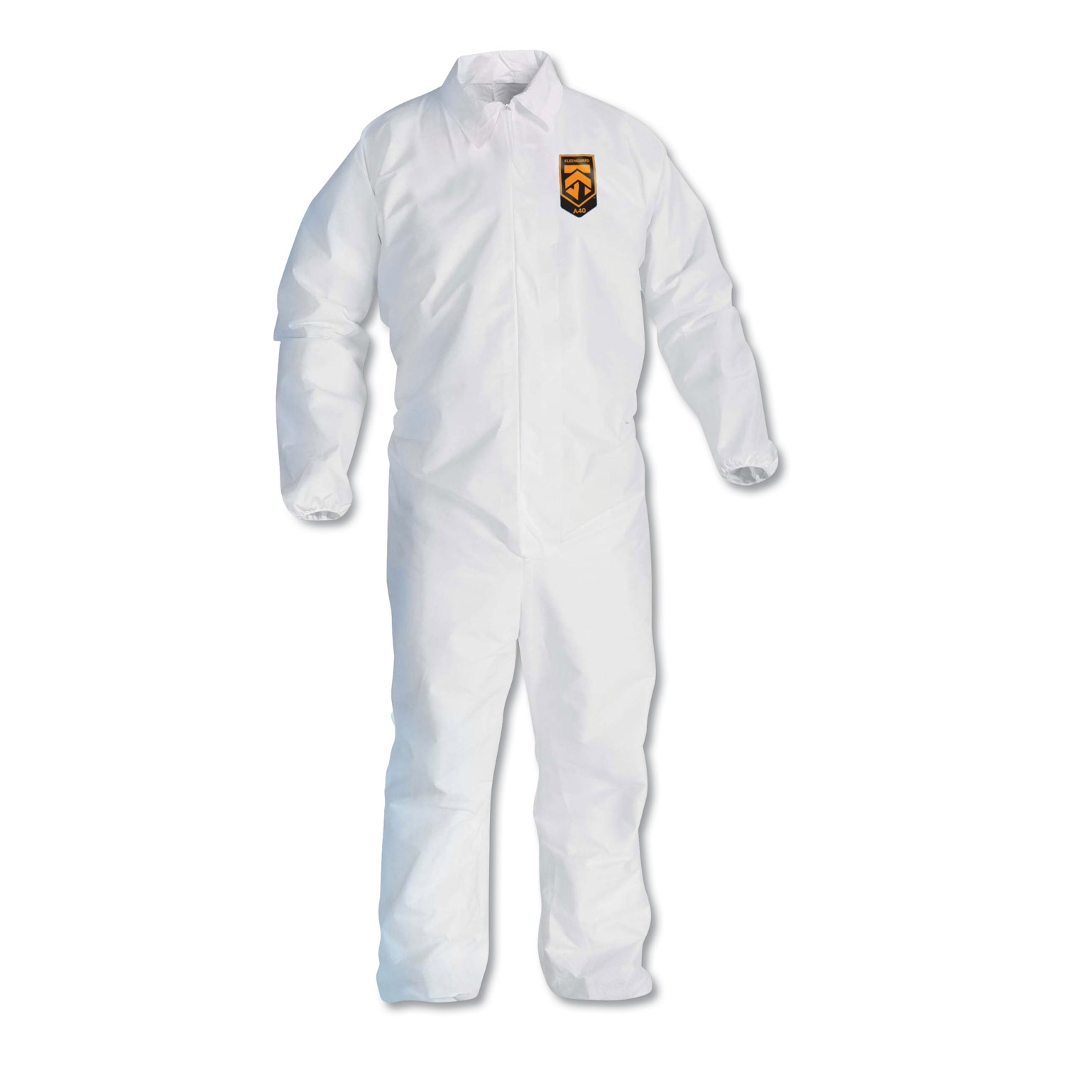 KleenGuard ANS44313 A40 Elastic-Cuff and Ankles Coveralls, Large, White, 25/Case