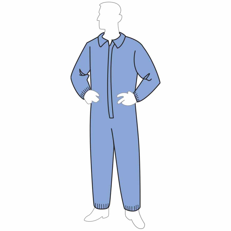 Liberty Glove 19125B APA Blue Coverall With Elastic Wrists & Ankles Progard