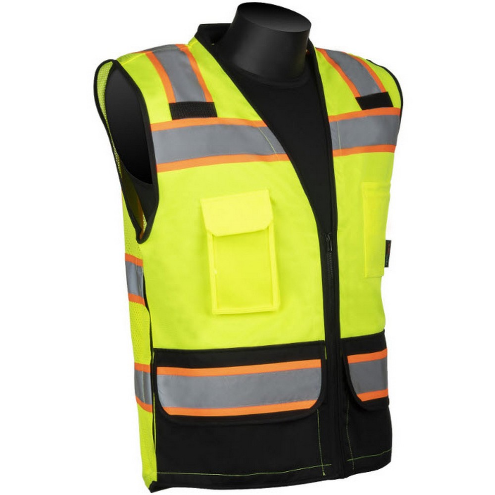 Liberty Safety C16032GB/S Hivizgard Solid Front Mesh Back Surveyor Vest With Black Bottom