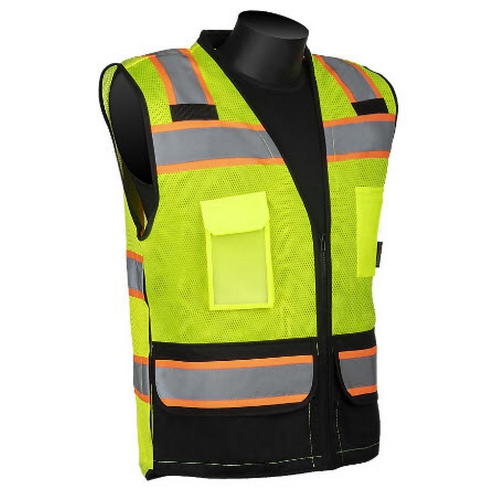 Liberty Glove C16042GB/S Hivizgard Solid Front Mesh Back Surveyor Vest With Black Bottom