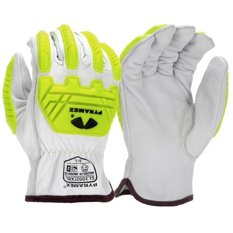 Pyramex GL3002CKB Goatskin ANSI A4 Cut Resistant Leather Driver Gloves - TPR Impact