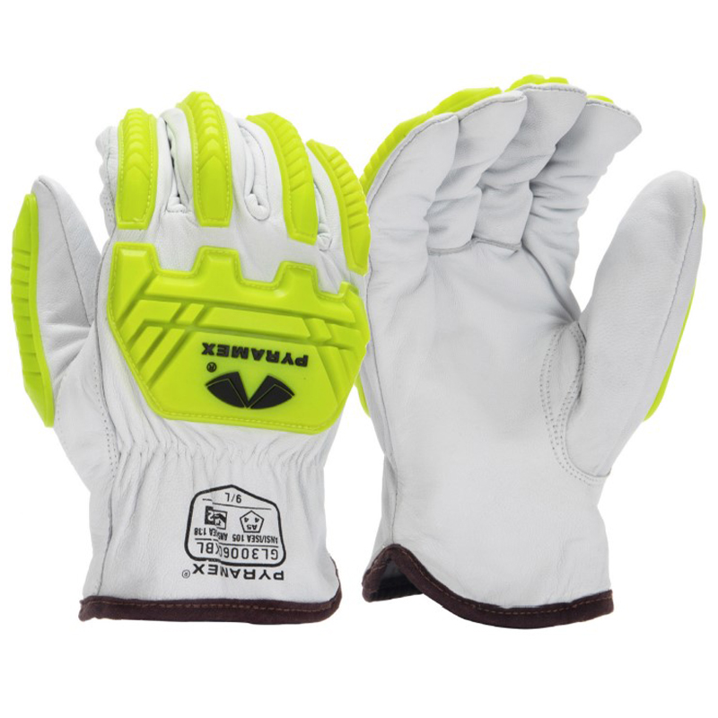 Pyramex GL3006CKB Select Grain Goatskin Leather Driver Gloves with A5 HPPE Liner - TPR Impact