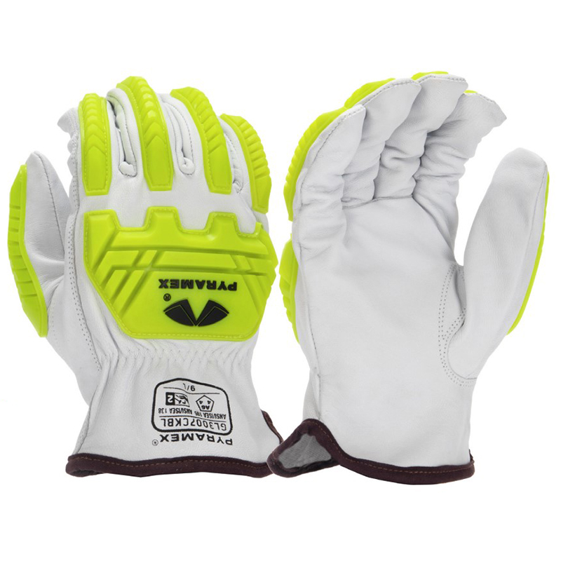 Pyramex GL3007CKB Select Grain Goatskin Leather Driver Gloves with A6 HPPE Liner - TPR Impact