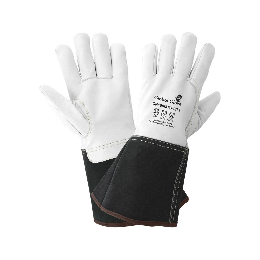 Global Glove CR100MTG-S Cut and Flame Resistant Premium Grain Goatskin Mig/Tig Welding Gloves