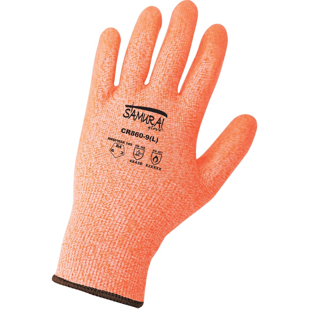 Global Glove CR860-S Samurai Glove Supreme Grip Tack-Free Vulcanized Silicone-Coated Cut, Abrasion, and Puncture Resistant Gloves