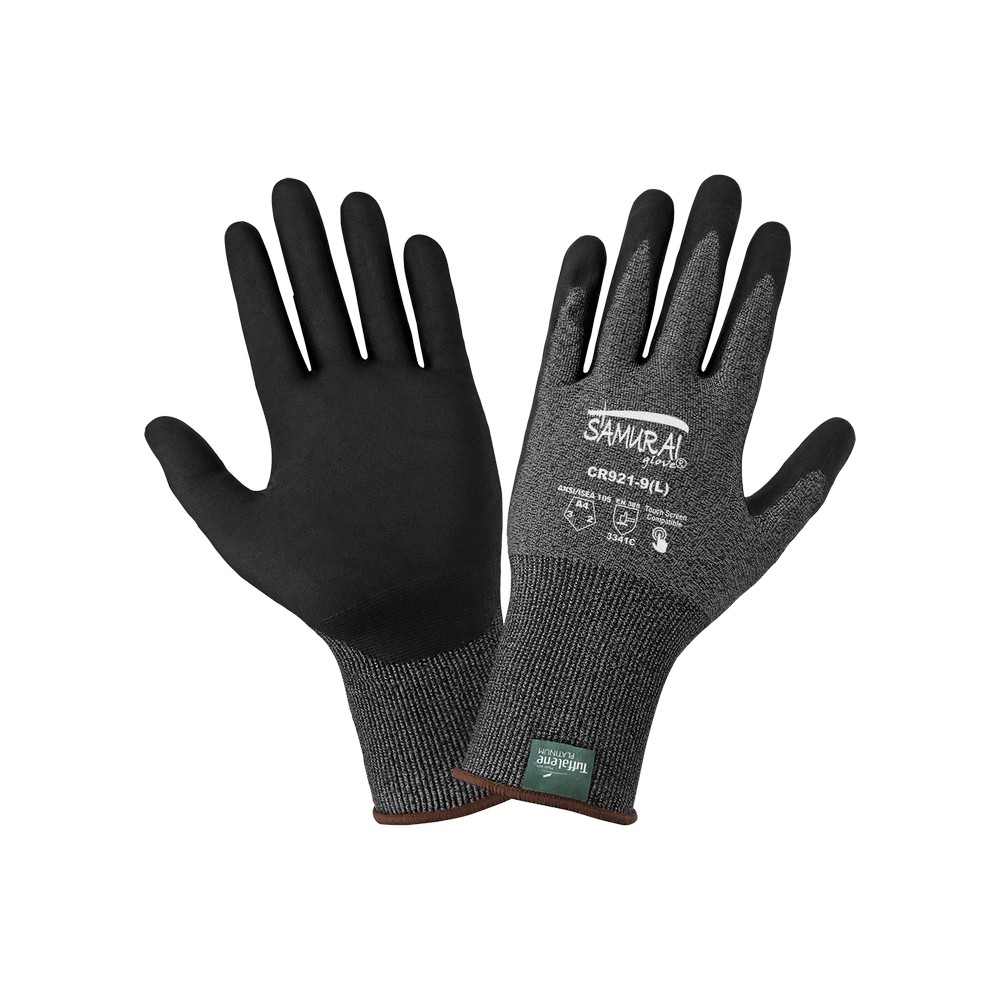 Global Glove CR921-XS Samurai Glove Salt-and-Pepper Cut Resistant Coated Touch Screen Gloves Made with 21-Gauge Tuffalene Platinum