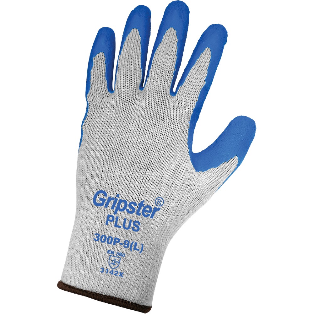 Global Glove 300PT-S Gripster Plus Premium Etched Rubber Palm Coated Retail-Tagged Gloves with Ergonomic Hand Shape