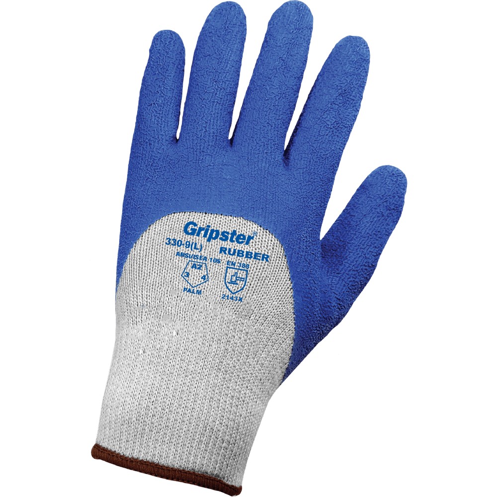 Global Glove 330-M Gripster Three-Quarter Etched Rubber Grip Coated Palm Multi-Purpose Gloves with Cut, Abrasion, and Puncture Resistance