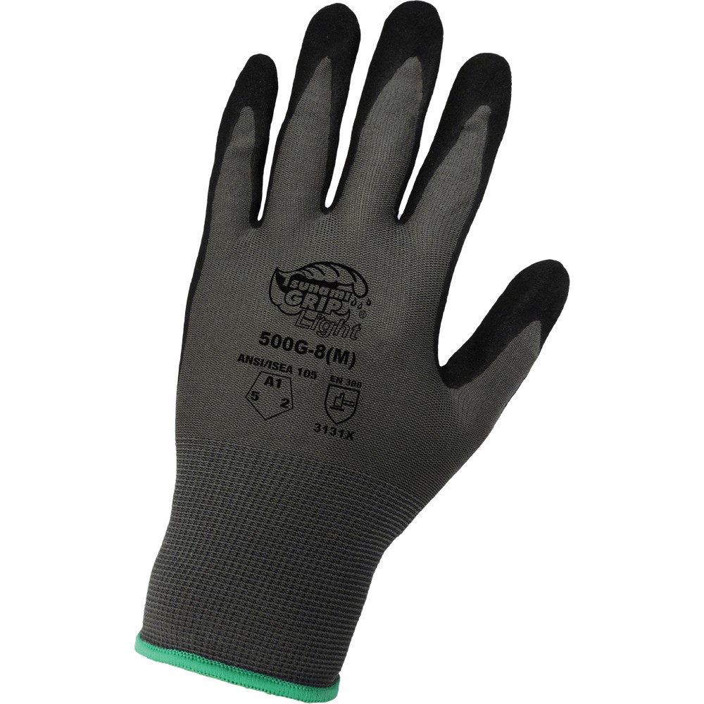Global Glove 500G-T-S Tsunami Grip Light Mach Finish Nitrile-Coated Gloves with Cut, Abrasion, and Puncture Resistance